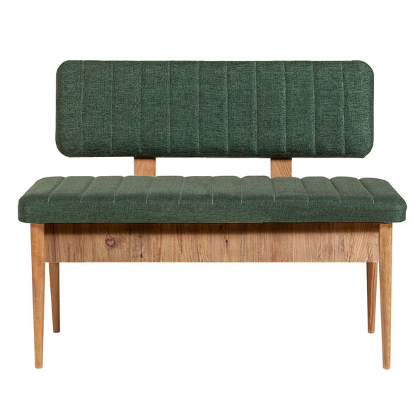 Vina Fabric Dining Bench with Atlantic Pine Wooden Frame in Green