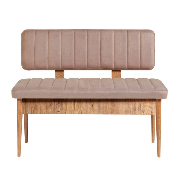 Vina Velvet Dining Bench with Atlantic Pine Wooden Frame in Stone
