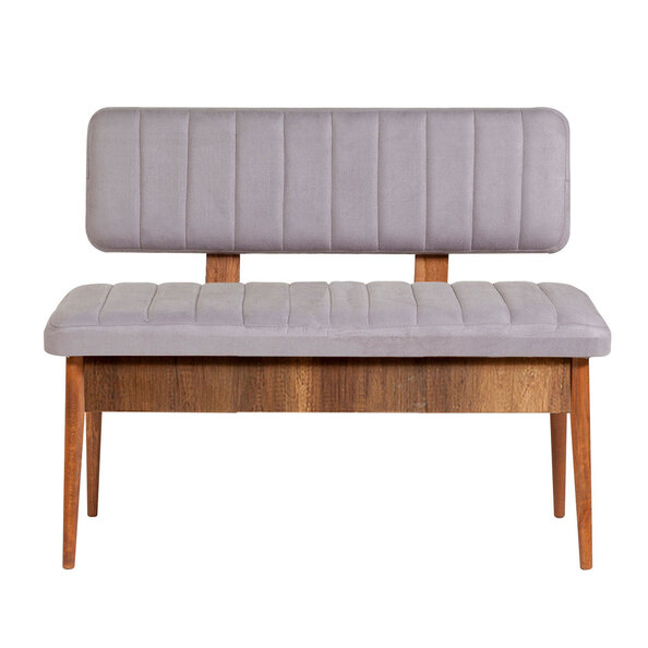 Vina Velvet Dining Bench with Walnut Wooden Frame in Soho