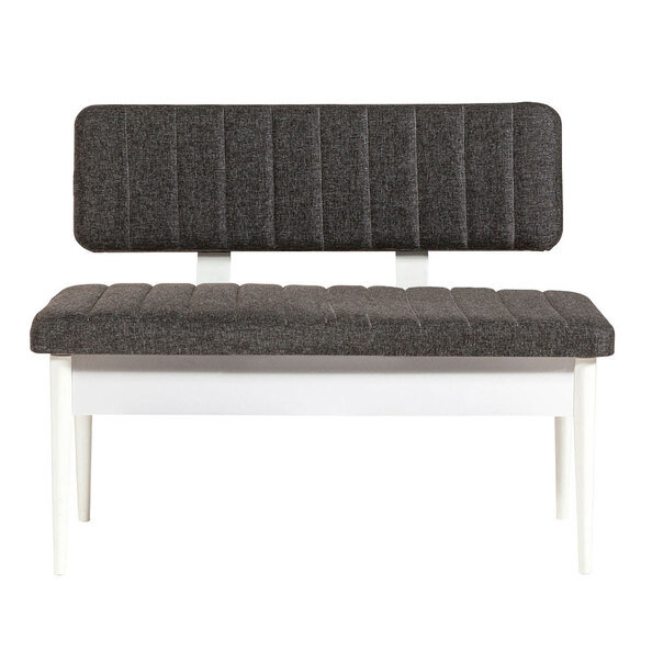 Vina Fabric Dining Bench with White Wooden Frame in Anthracite