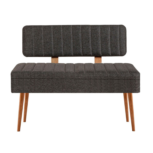 Vina Fabric Storage Dining Bench with Atlantic Pine Wooden Frame in Anthracite