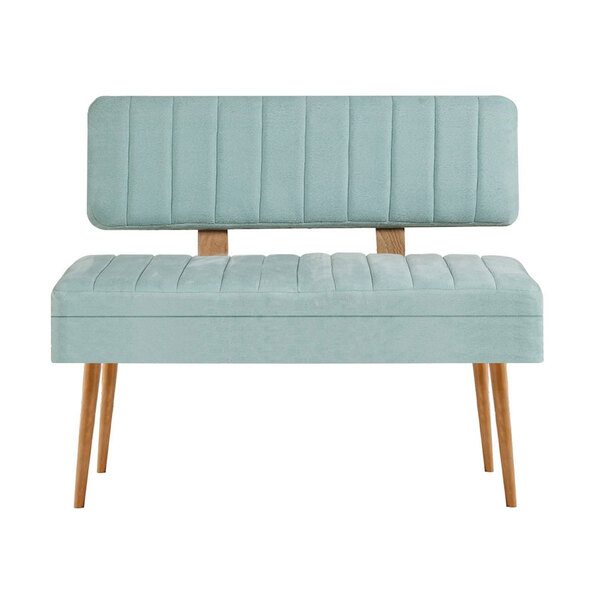 Vina Fabric Storage Dining Bench with Atlantic Pine Wooden Frame in Pistachio Green