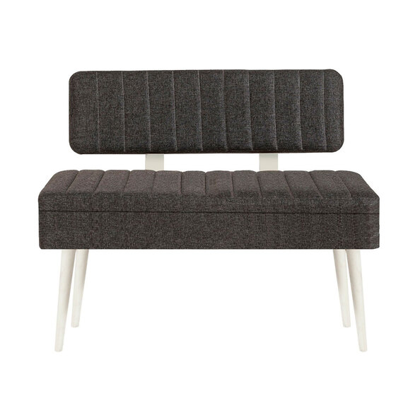 Vina Fabric Storage Dining Bench with White Wooden Frame in Anthracite