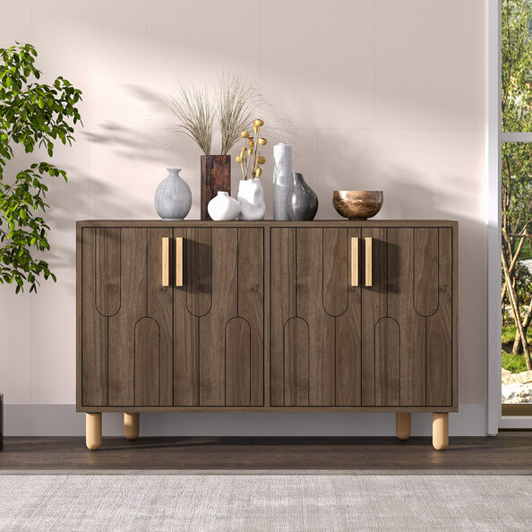 Vincent Wooden Sideboard with 4 Doors in Walnut
