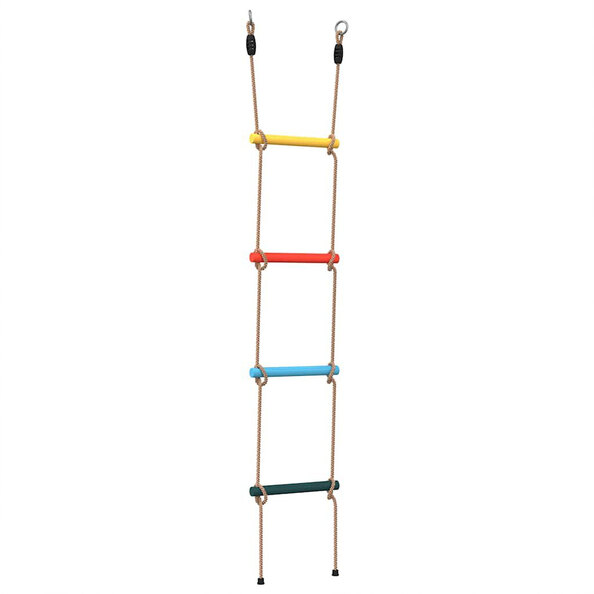 Vineland Rattan Kids Rope Ladder With 4 Rungs In Multicolour