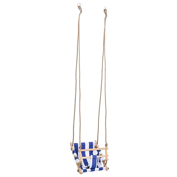 Vineland Wooden Baby Swing With Safety Belt In Blue And Natural