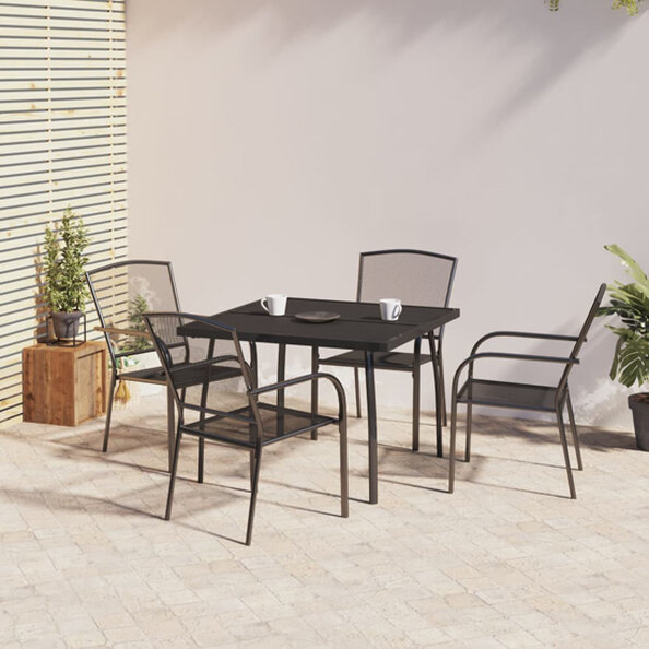 Vino Large Square Steel 5 Piece Garden Dining Set In Anthracite