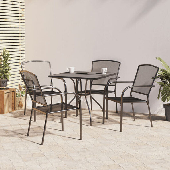 Vino Small Square Steel 5 Piece Garden Dining Set In Anthracite