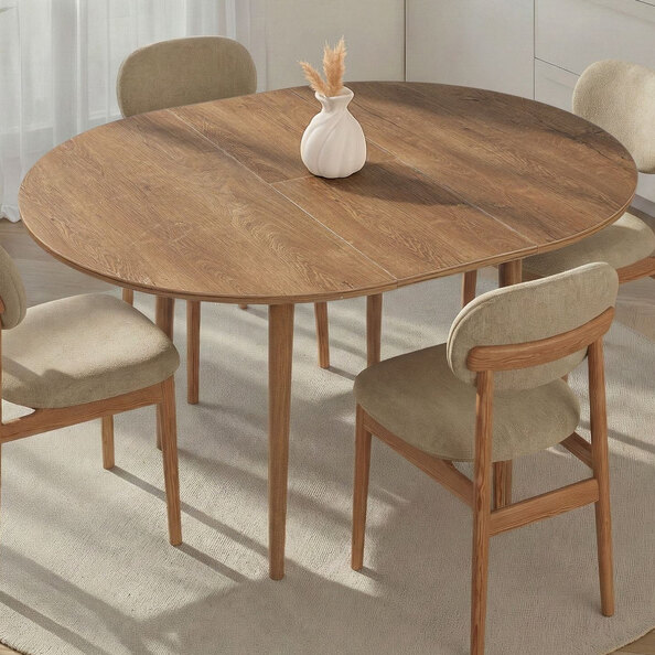 Vionael Oval Wooden Extending Dining Table in Kafkas Oak