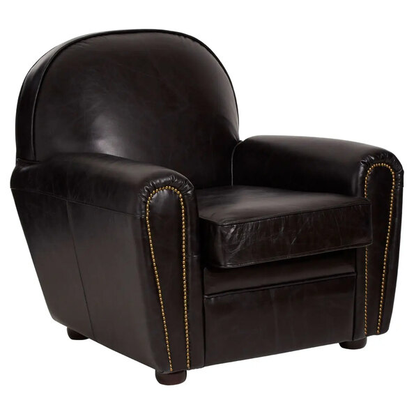 Viroqua Genuine Leather Classic Bedroom Chair In Black
