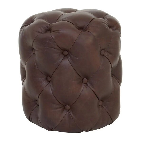 Viroqua Genuine Leather Round Stool In Coffee