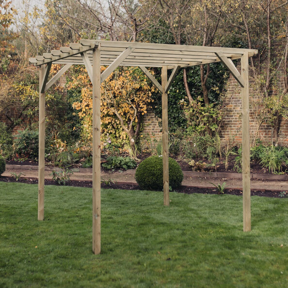 Viroqua Wooden Pergola Canopy In Natural