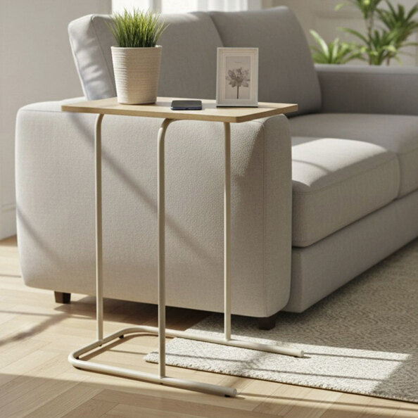 Viseu Wooden Side Table in Grey and Oak