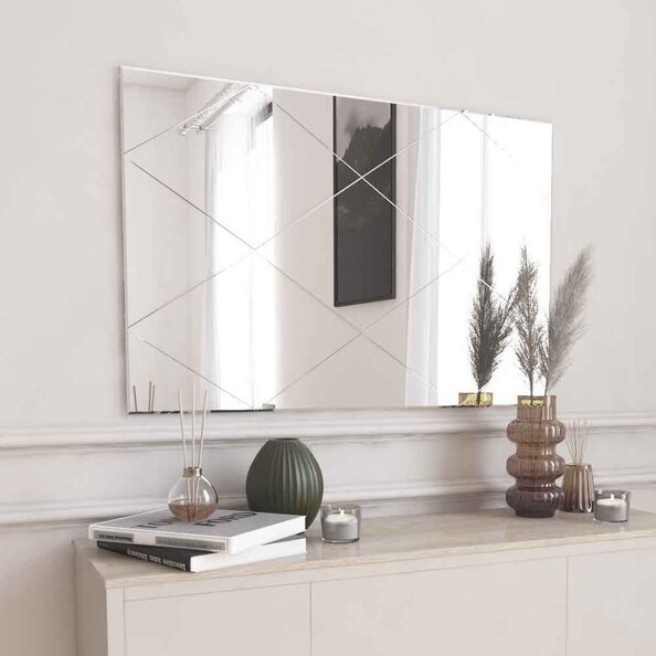 Vocal Glass Wall Mirror with White Wooden Frame