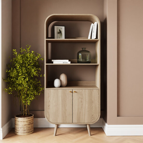 Vormel Wooden Display Unit with 2 Doors in Oak