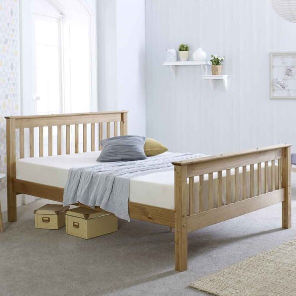 Waconia Wooden Small Double Bed In Natural