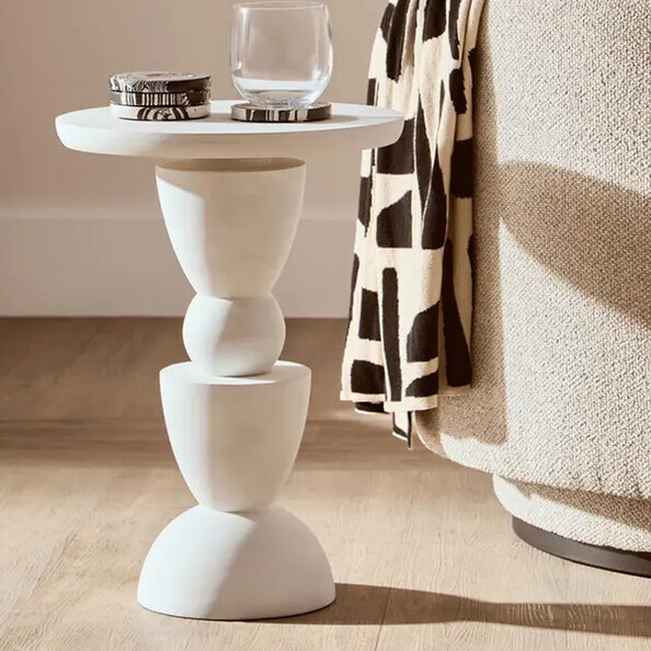 Walhalla Wooden Column Side Table In White