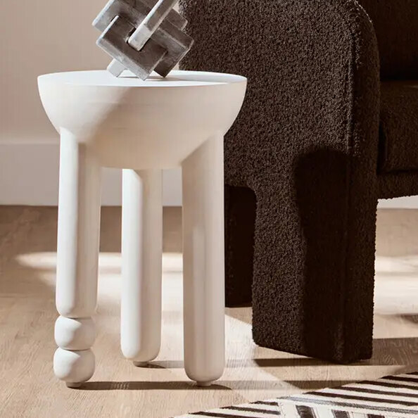 Walhalla Wooden Column Round Side Table In White