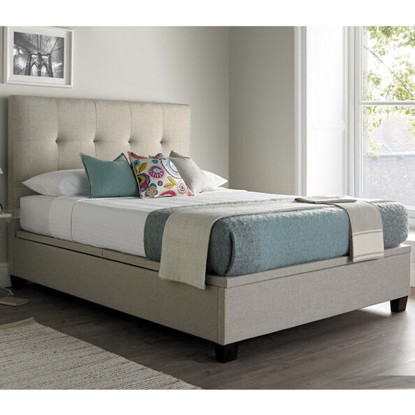 Walker Fabric Ottoman Storage King Size Bed In Oatmeal