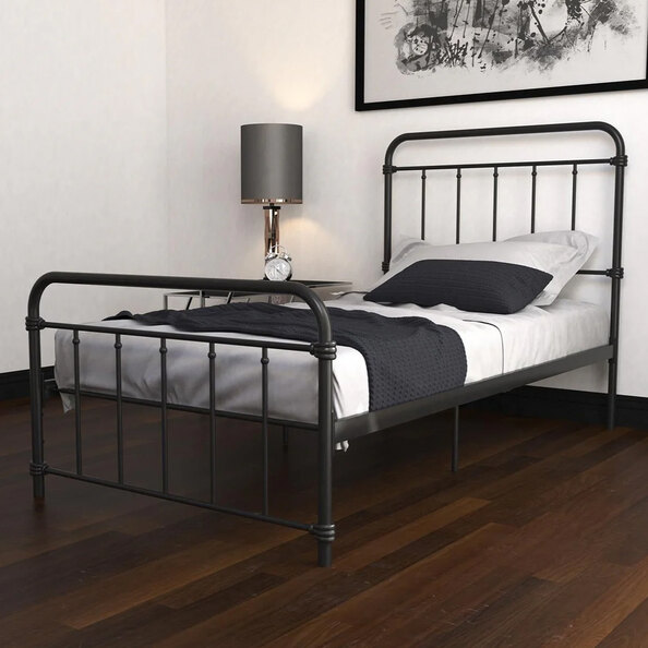 Wallach Metal Single Bed In Black