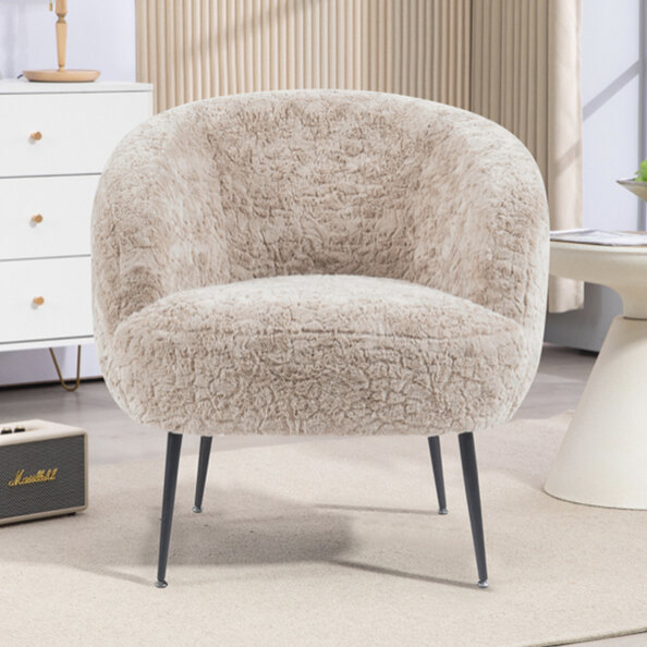 Waller Fabric Bedroom Chair With Black Legs In Fawn