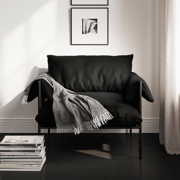 Waltham Fabric Bedroom Chair - Onyx