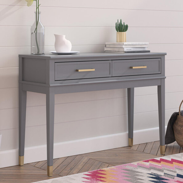 Wantagh Wooden Console Table With 2 Drawers In Graphite
