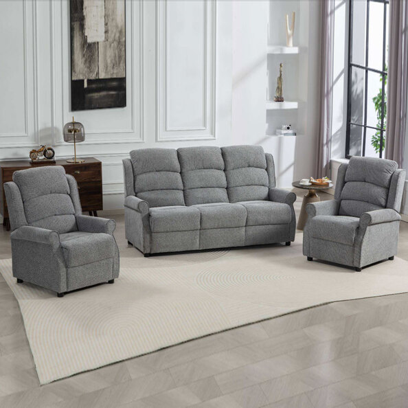 Warth Fabric 3+1+1 Seater Sofa Set in Steel Blue
