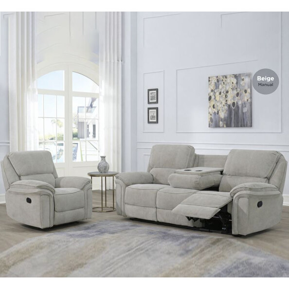 Wauchula Fabric Recliner 3+1+1 Seater Sofa Set - Beige