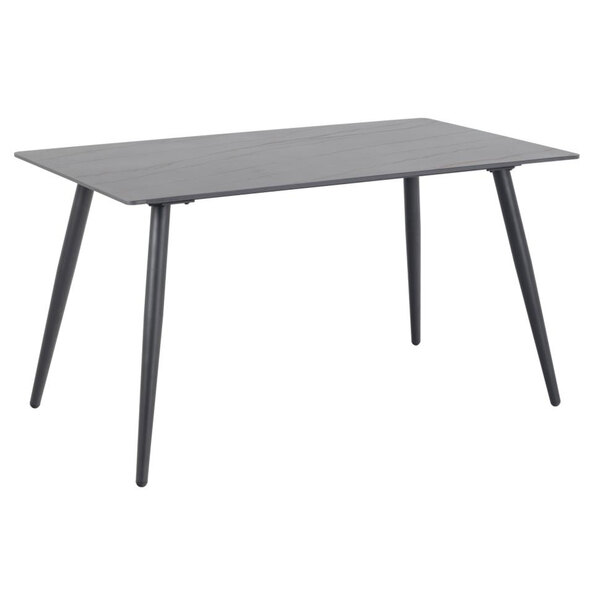 Waukee Ceramic Dining Table With Matt Black Legs In Black Grantham