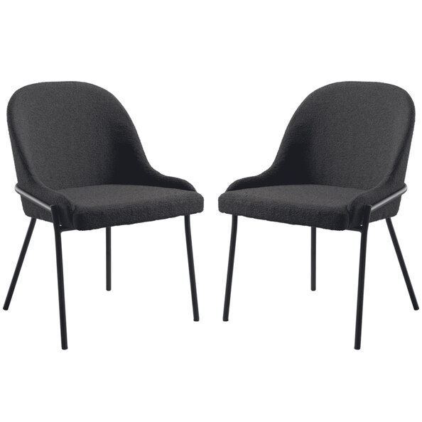 Wayne Dark Grey Fabric Side Dining Chairs In Pair