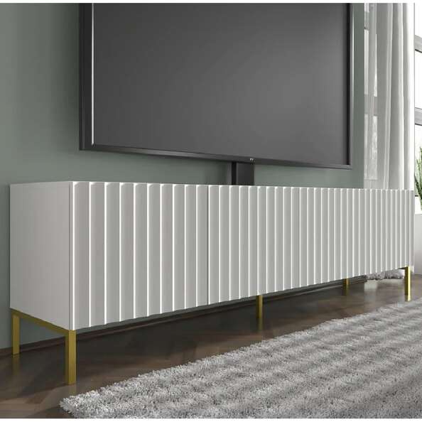 Wayne Wooden TV Stand With 4 Doors In White