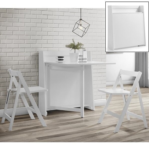 Hanaye Folding Console In To A Dining Table Set In White