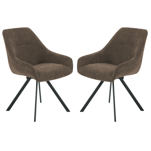 Westbrook Brown Fabric Dining Chairs in Pair