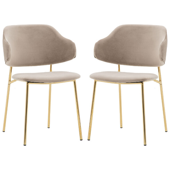 Whaler Taupe Fabric Dining Chairs In Pair