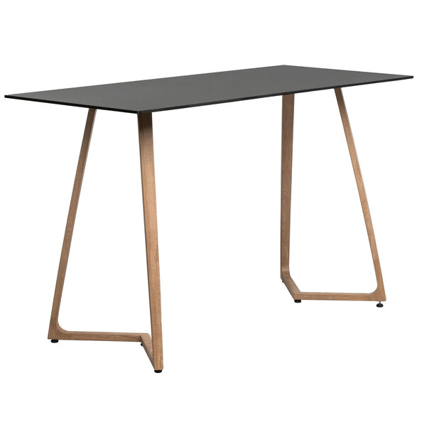 Wichita 12mm HPL Top Black Bar Table 180cm with Oak Legs