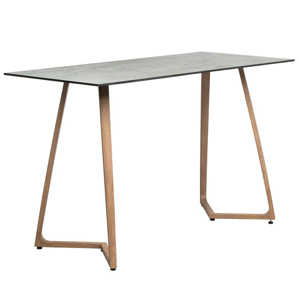Wichita 12mm HPL Top Grigio Bar Table 180cm with Oak Legs