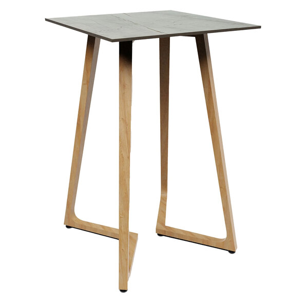 Wichita 12mm HPL Top Grigio Bar Table 70cm with Oak Legs
