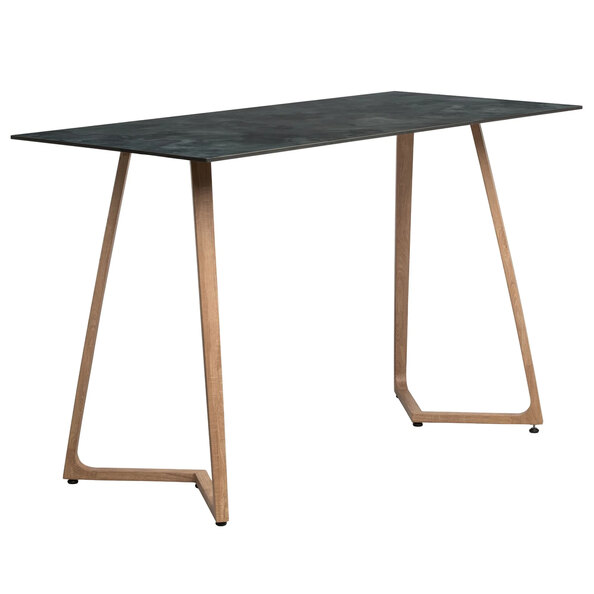 Wichita 12mm HPL Top Italian Stone Bar Table 180cm with Oak Legs