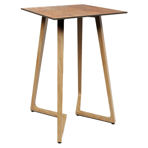 Wichita 12mm HPL Top Rust Bar Table 70cm with Oak Legs