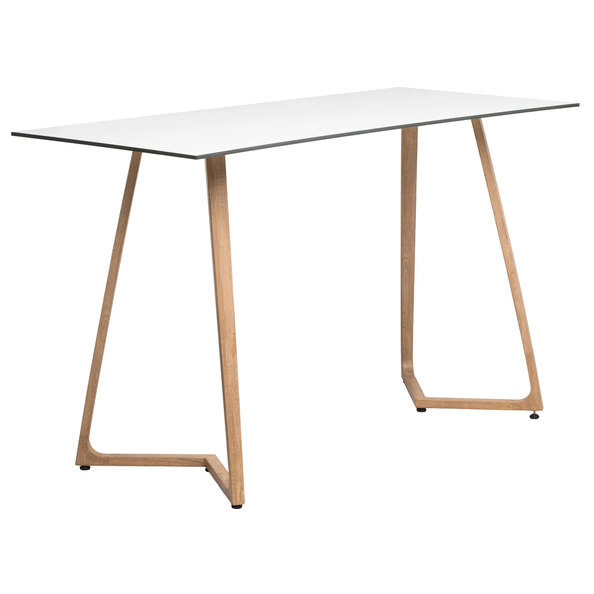 Wichita 12mm HPL Top White Bar Table 180cm with Oak Legs