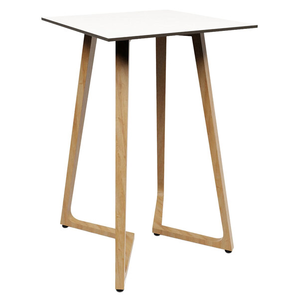 Wichita 12mm HPL Top White Bar Table 70cm with Oak Legs