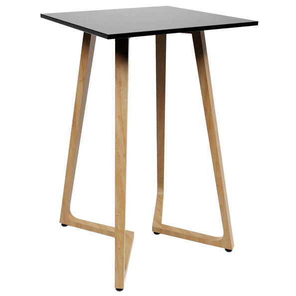 Wichita 18mm MFC Top Black Bar Table 70cm with Oak Legs