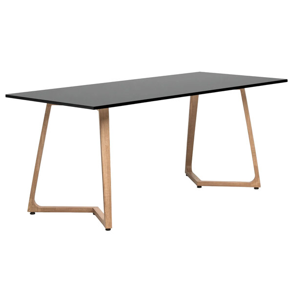 Wichita 18mm MFC Top Black Dining Table 180cm with Oak Legs