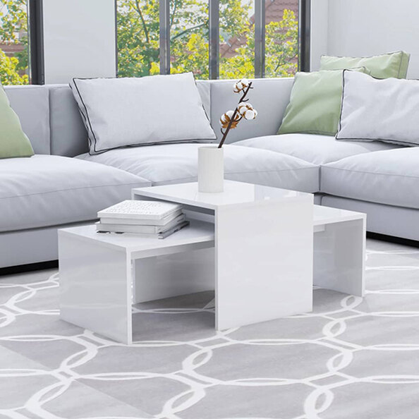 Wilde High Gloss Set Of 2 Coffee Tables In White
