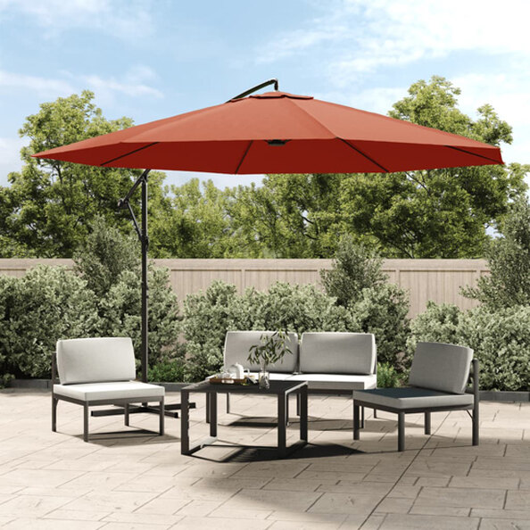 Wilder Cantilever 3.5m Polyester Fabric Parasol In Terracotta