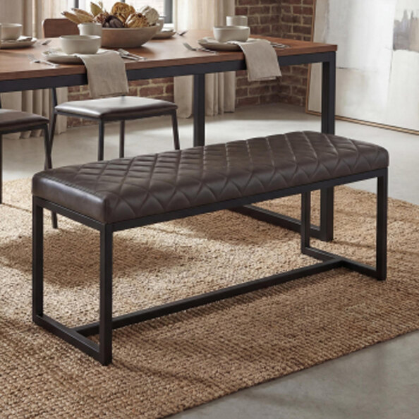 Windermere Leather Effect Dining Bench in Brown
