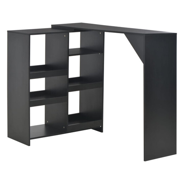Winnie Wooden Bar Table With Moveable Shelf In Black