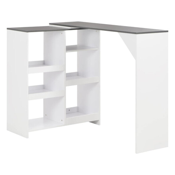 Winnie Wooden Bar Table With Moveable Shelf In Grey And White