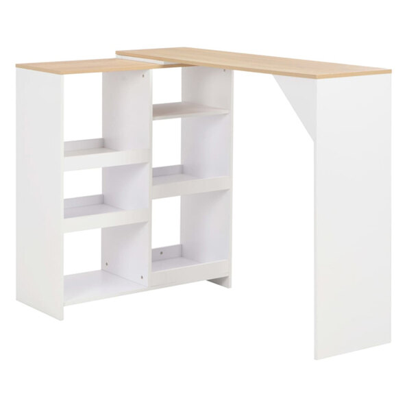 Winnie Wooden Bar Table With Moveable Shelf In Oak And White